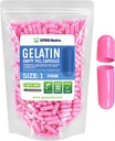 XPRS Nutra Μέγεθος 1 Κενές κάψουλες - 500 Count Empty Gelatin Κάψουλες - Χάπια DIY Καψάκιο Γέμισμα - Αγνά καπάκια τζελ Μπόβιν Χάπια για το Do-It-Yourself Συμπληρώματα (Pink)