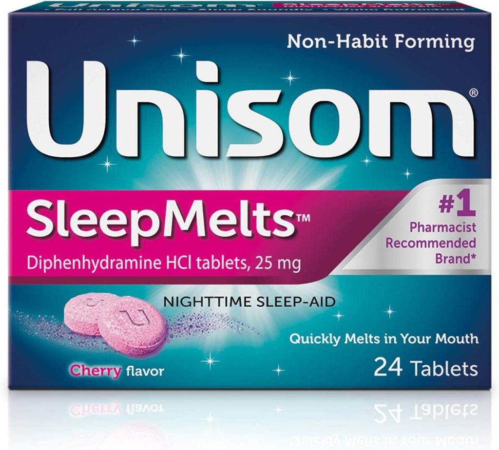 Unisom SleepMelts, Nighttime Sleep- Aid, Διφαινυδραμίνη HCI, 24 δισκία, 25 mg