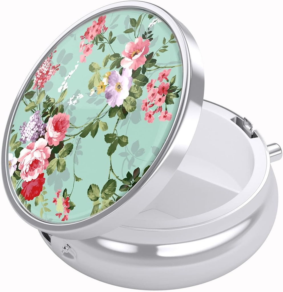 Nipichsha κουτί χάπι, μικρή θήκη χάπι για το πορτοφόλι & τσέπη, χαριτωμένο ταξιδιωτική ιατρική Organizer, φορητός κάτοχος εμπορευματοκιβωτίων ιατρική για να κρατήσει βιταμίνες, φαρμακευτική αγωγή, ιχθυέλαιο & συμπλήρωμα, Graceful Peony