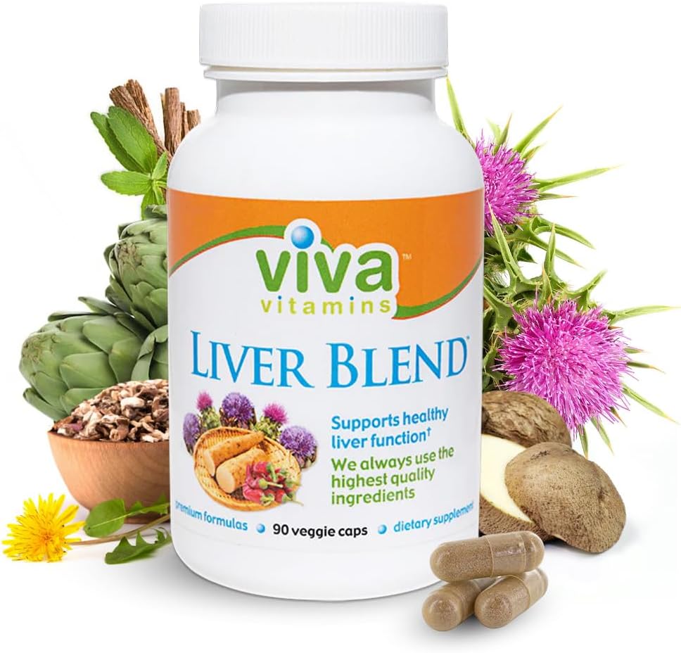 Viva Vitamins Liver Blend Detox Cleanse - Liver Cleanse Detox & Repair w/Milk Thittle & Artichoke Extract, Συμπλήρωμα ήπατος για Βέλτιστη υποστήριξη ήπατος, Vegan, Χωρίς γλουτένη, Μη ΓΤΟ, 90 Veggie Caps