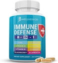 Immune Support 8 in 1 Capsules - Zinc Supplement, Vitamin D3, Vitamin C and Elderberry - Immune Booster Supplement with Echinacea, Ginger Root, and Turmeric
