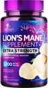 Κάψουλες Mane Mushroom 10.000mg - Κάψουλες συμπλήρωμα Mane Lion για την υποστήριξη μνήμης και εστίασης, εγκέφαλος, υποστήριξη ανοσοποιητικής υγείας, Vegan, Εμφιαλωμένο στις ΗΠΑ, εκχύλισμα σκόνης Lions Mane Mushroom, 120 Count