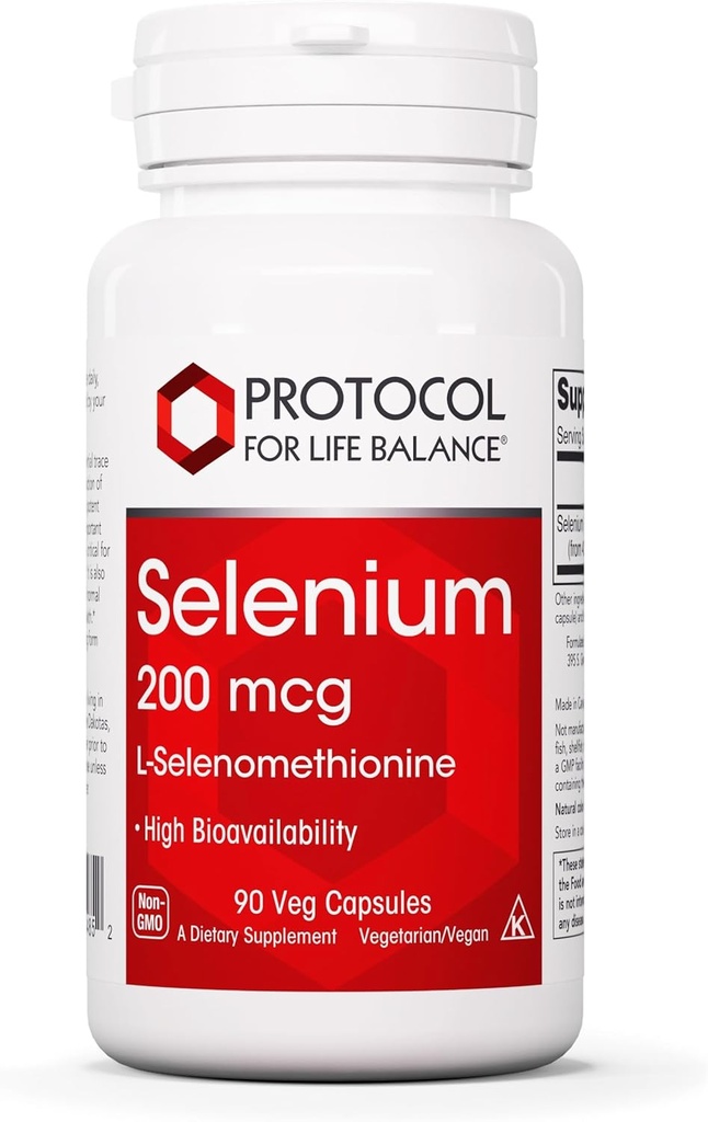 Protocol Selenium 200mcg - Immune Support, Thyroid & Prostate Health* - Selenium Supplements - Vegetarian, Kosher & Halal - 90 Veg Caps