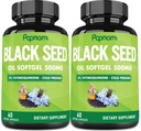 Premium Black Seed Oil Softgel Capsules - 2 Packs 60 Counts 500mg - 4 Month Supply for Immunity, Circulation, Digestive, Skin, Hair & Body Management