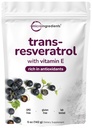 Pure Trans-Reεσβερατρόλη σκόνη με βιταμίνη Ε, 5 ουγγιά, 2 σε 1 Φόρμουλα, Μικρονισμένη σκόνη για καλύτερη απορρόφηση, Premium συμπλήρωμα ρεσβερατρόλης, Σούπερ Αντιοξειδωτικό