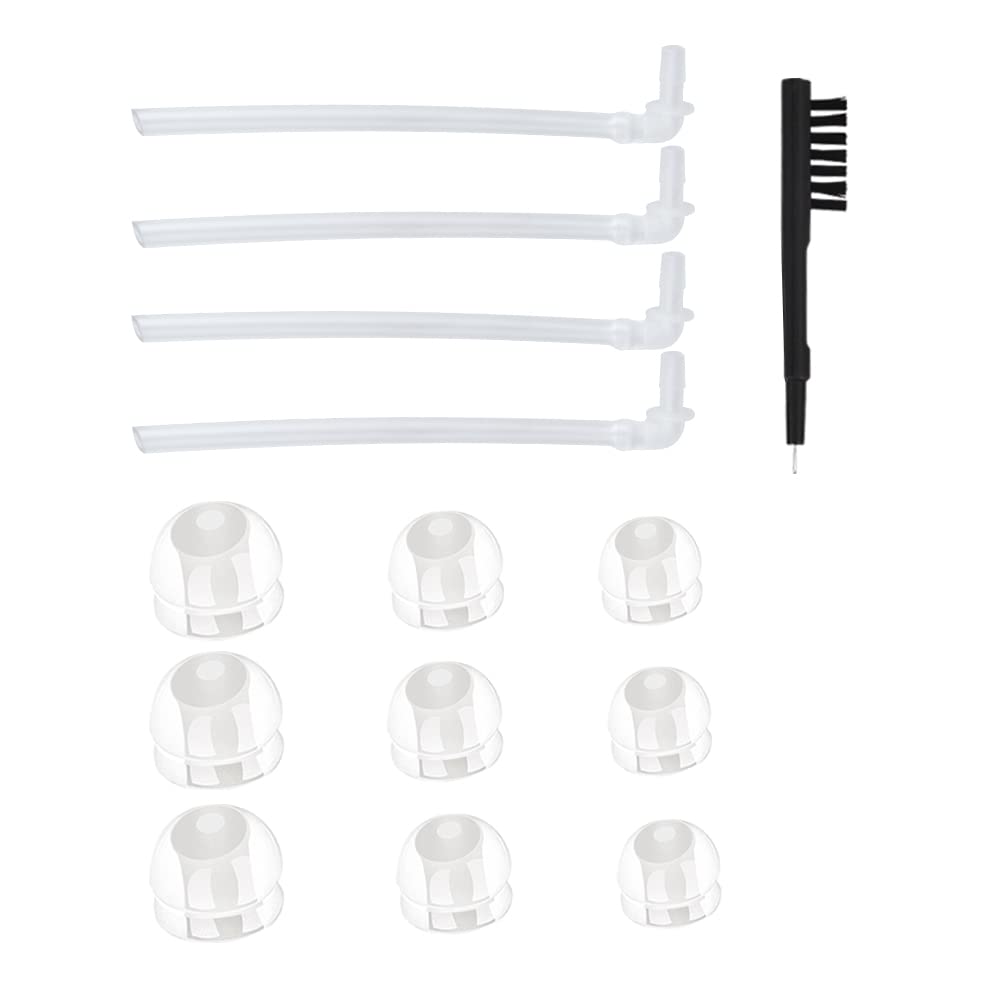 Universal BTE Hearing Aid Eartips Domes Set - Includes 9 Single-Layer Ear Plugs, 4 Resound Tubes, and 1 Cleaning Brush