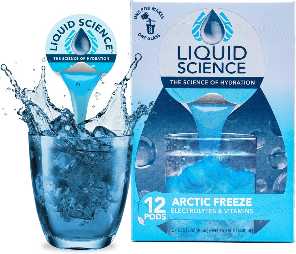 Java House Liquid Science Arctic Freeze Single Serv Hydration Pods - Peel and Pour - Cool Blue Raspberry Hydration - Συσκευασία των 12