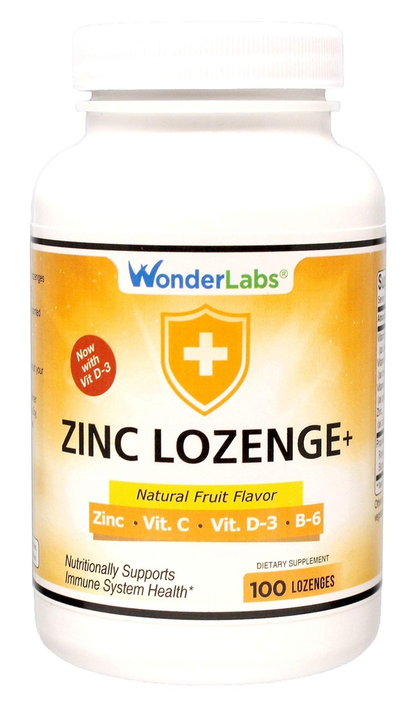 Wonder Laboratories Lozenges ψευδάργυρου με βιταμίνη C - Fruit Flavored, Healthy Immune Support Lozenges με 25mg συμπλήρωμα ψευδάργυρου Per Lozenge + 30mg βιταμίνης C - 100 Lozenges