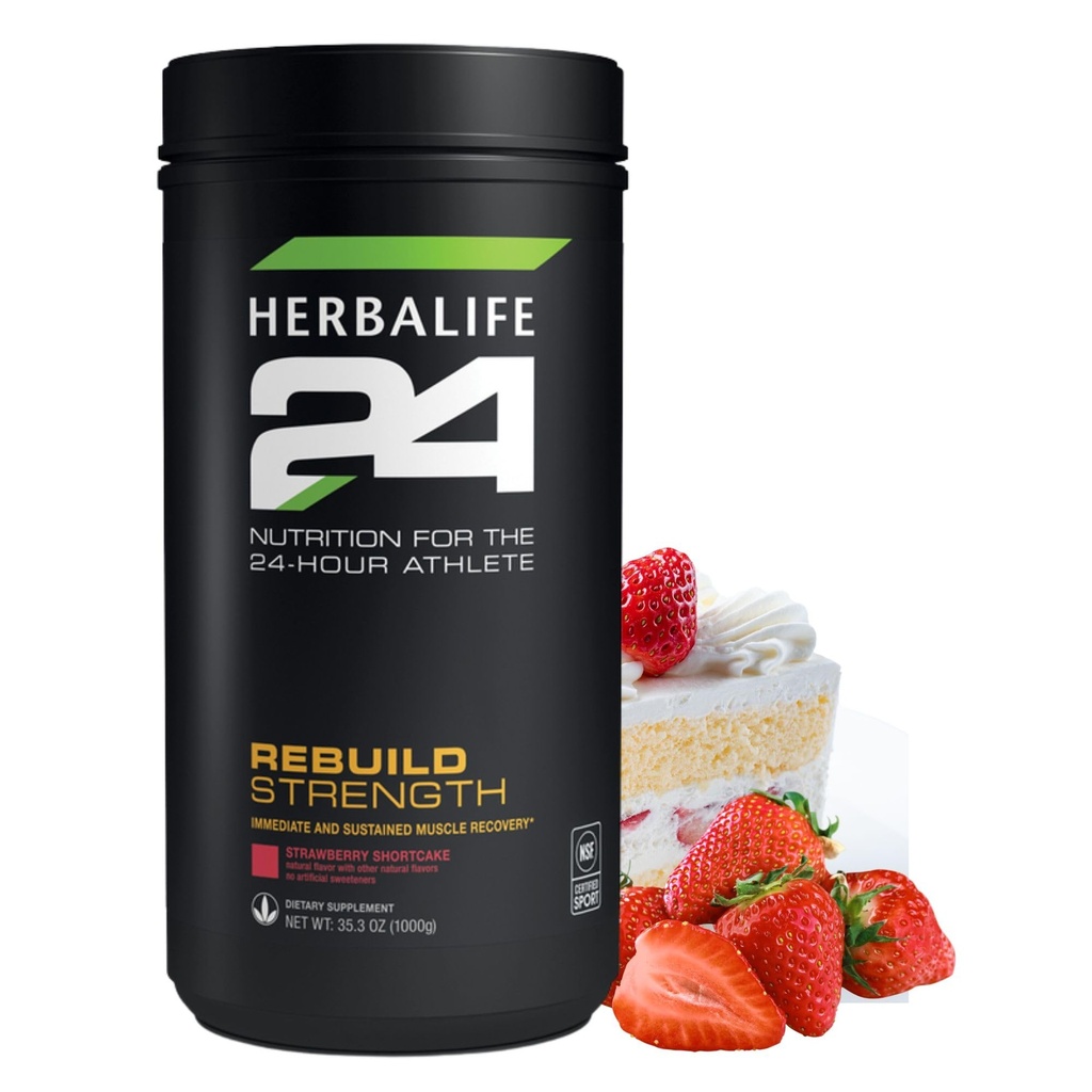 HERBALIFE24 Rebuild Strength: Φράουλα Shortcake (1000G), Διατροφή για τον 24ωρο αθλητή, Ανακατασκευή Lean μυών, Υποστήριξη Ανοσοποιητική λειτουργία, Φυσική Γεύση, Δεν Τεχνητό γλυκαντικό