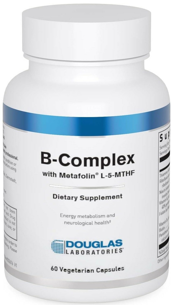Douglas Laboratories B-Complex with Metafolin - Complete B Vitamin Supplement - Energy & Brain Health Support* - Με Folate, Biotin & Thiamin - Non-GMO - 60 κάψουλες χορτοφάγων
