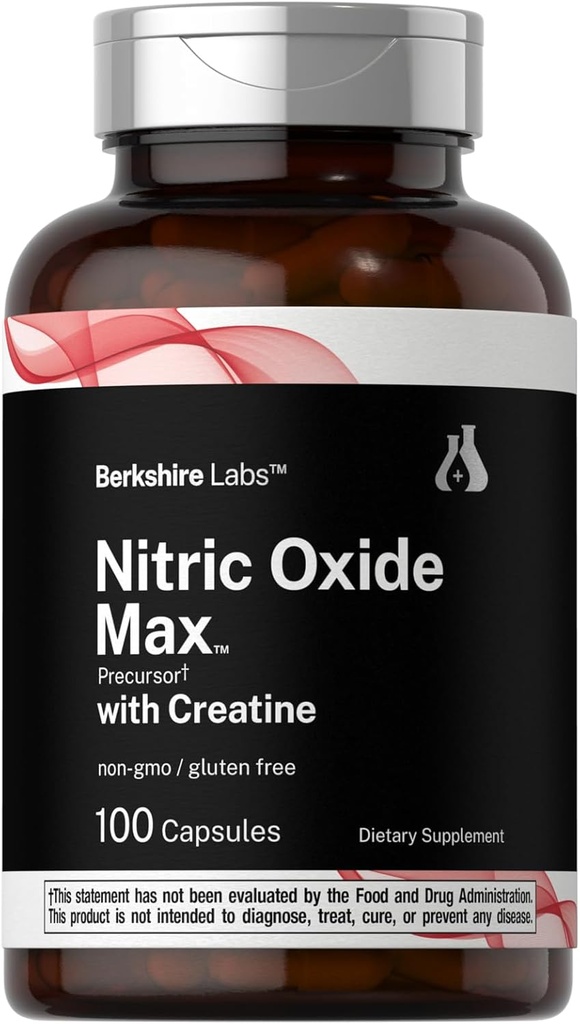 Horbäach Nitric Oxide Supplement with Creatine | 100 Capsules | L Citrulline, L Arginine, and Creatine Monohydrate | Non-GMO, Gluten Free | Berkshire Labs