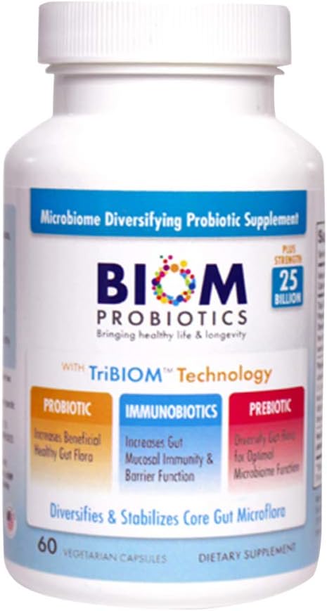 Biom Probiotics 3-in-1 Formula (Κρύο Shipped) με - 25 δις Χλωρίδα Προβιοτικά, Πρεβιοτικά και ανοσοβιοτικά για Καλύτερη Ανοσολογική Υποστήριξη - Diversifies Gut Microflora και Microbiome - για άνδρες & γυναίκες