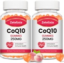 2 πακέτα CoQ10 Gummies, 5X καλύτερο συνένζυμο απορρόφησης Q10 για Cellular Ενέργεια και αντιοξειδωτική υποστήριξη, 120 Gummies Ροδάκινο