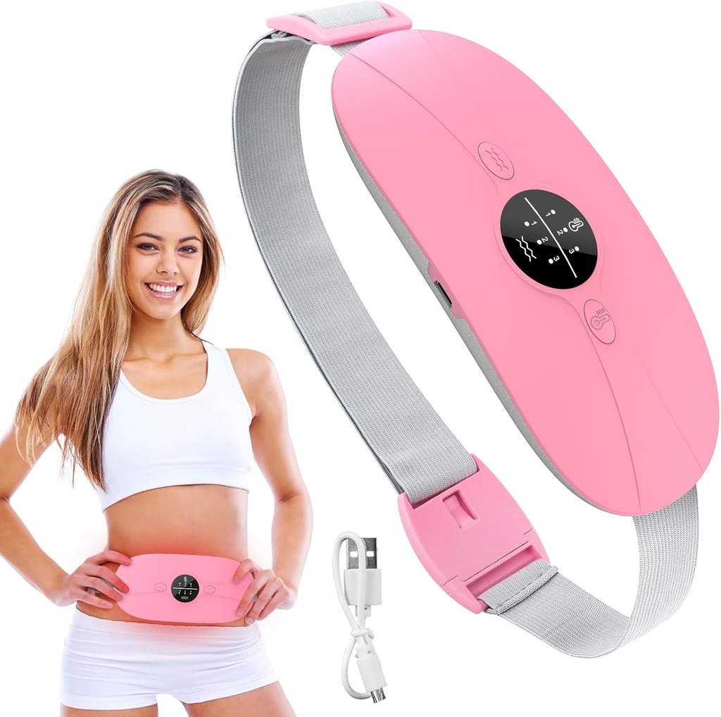 Heating Pad for Period Cramps, 3 Heat Levels and 3 Massage Modes, Portable Heating Pad for Menstrual Cramps Relief, Electric Heat Belt Gifts for Her, Cordless Back Belly Heated Belt for Women and Girl