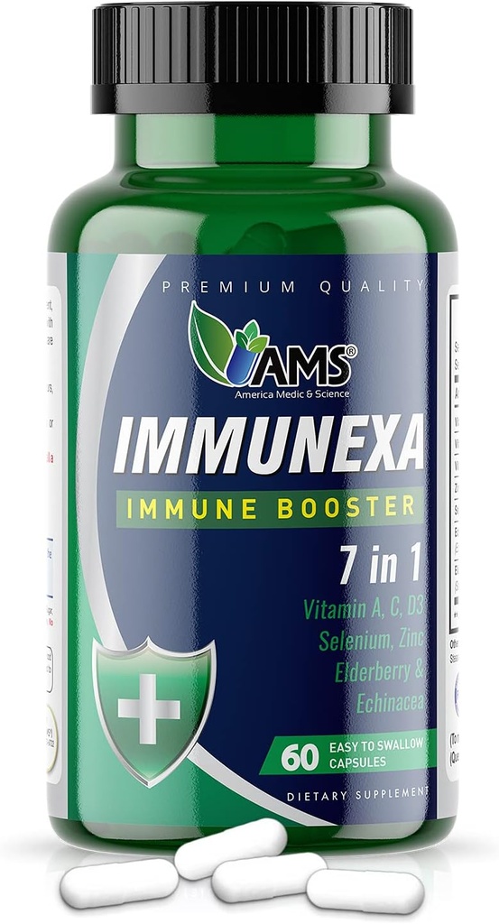 America Medic & Science Immunexa 7 in 1 Immune Support Booster (60 Κάψουλες) με Βιταμίνη Α, C, D, Ψευδάργυρος, Echinacea, Elderberry 