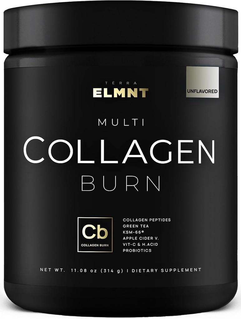 ELMNT Super Collagen Powder for Women Weight Loss + Beauty w. Προβιοτικά, Υαλουρονικό οξύ, ACV, KSM-66, Biotin - Premium Multi Collagen Peptides Protein Supplement Colageno for Women (Unflaved)