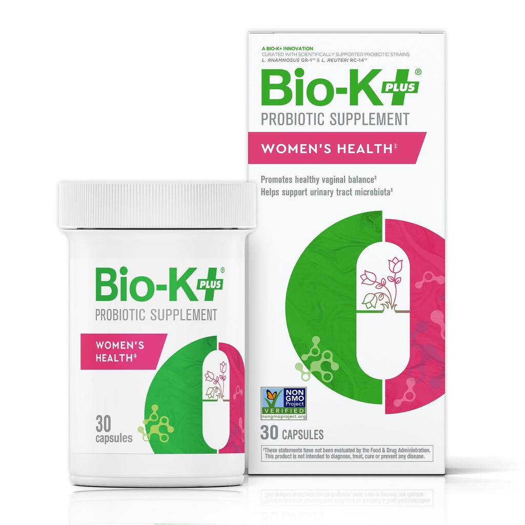 Bio K+ Υγεία των γυναικών – Προβιοτικό συμπλήρωμα για τις γυναίκες υποστηρίζει Κολπική & ουρική τραχεία υγεία με 2 δισεκατομμύρια CFU 2 Strains, Κολπικά προβιοτικά για τις γυναίκες – 30 κάψουλες