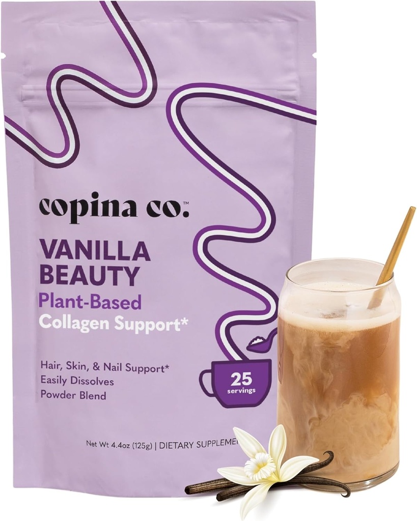 Copina Co. Vanilla Beauty Vegan Collagen Booster Creamer: Plant Based Collagen Support Smoothie Drink Vegan Creamy Blend 