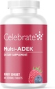 Γιορτάστε τις βιταμίνες Multi ADEK Chewables, Iron Free - Daily Bariatric Multivitamin, High Level of Vitamins A, D, E, K & B12 for Duodenal Switch Surgery Aσθενείς - Berry Sorbert (60 Tablets)
