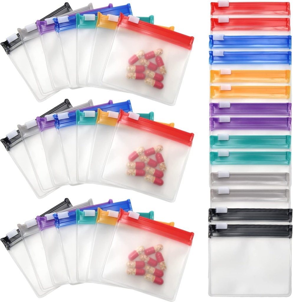 35&70 Pieces Pill Pouch Bags Zippered, Anglecai Reusable Pill Pouch for Medicine Bags Portable Self Sealing Travel Medicine Packets with Slide Lock Drug Baggies (35)