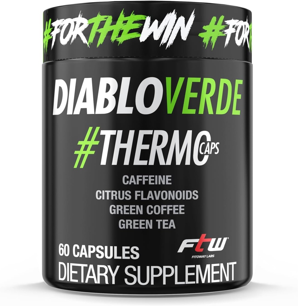 Diablo Verde Θερμοκάψουλες - 395mg καφεΐνη, εσπεριδοειδή, πράσινος καφές, πράσινο τσάι - 60 κάψουλες, 60 εξυπηρετούν