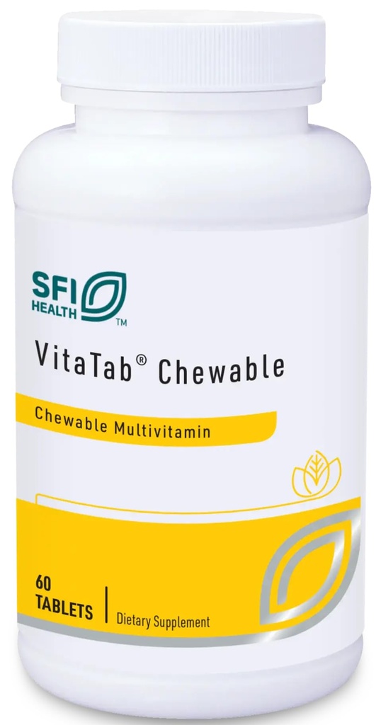 Klaire Labs SFI Health VitaTab Chewable - Πολυβιταμίνη με 24 ζωτικά θρεπτικά συστατικά για παιδιά & ενήλικες, φυσική γεύση κεράσι-πορτοκαλί, χωρίς τεχνητά χρώματα, γεύσεις, ή συντηρητικά (60 δισκία)