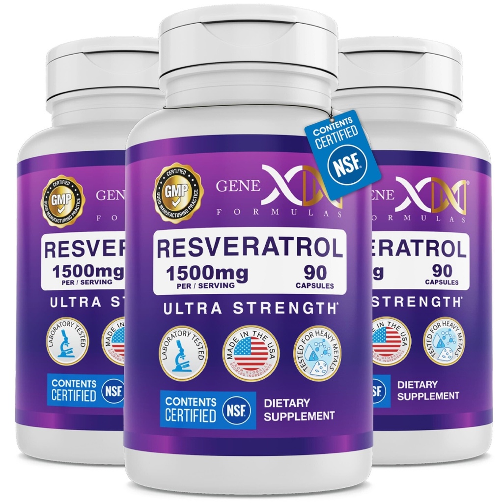 Genex Formulas 1500mg ρεσβερατρόλη με BioPerine για απορρόφηση (3 Pack) 