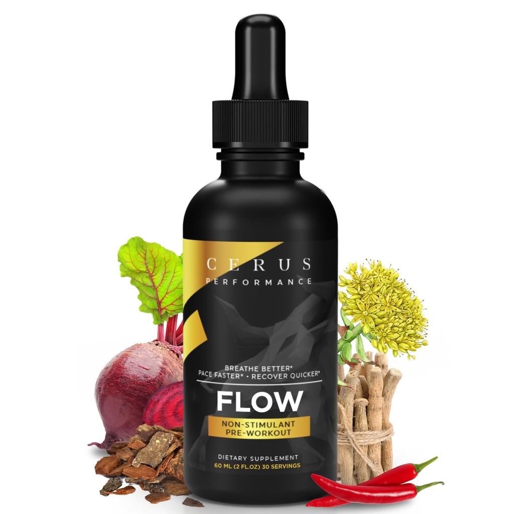 Cerus Performance Flow Simulant-Free Endurance Pre-Workout – Ενισχύει τη Σταμίνα, Υποστηρίζει την υγεία της καρδιάς με φυσικά βότανα, Vegan-Friendly - 2 Fl Oz