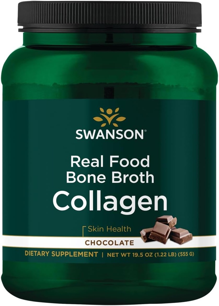 Swanson Real Food Broth Collagen - Σοκολάτα 19,5 oz Pwdr