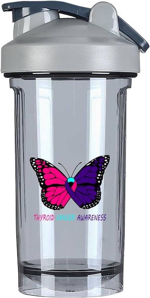 Ο καρκίνος του θυρεοειδούς Ευαισθητοποίηση 18 ουγγιάς αναδευτήρας μπουκάλι ποτό Διαρροή-απρόσβλητη πρωτεΐνη προπόνηση ανακινεί την αντικατάσταση γεύματος ανακινεί μπουκάλια 500ML/18 Oz Gray&-1&-1&-1-1