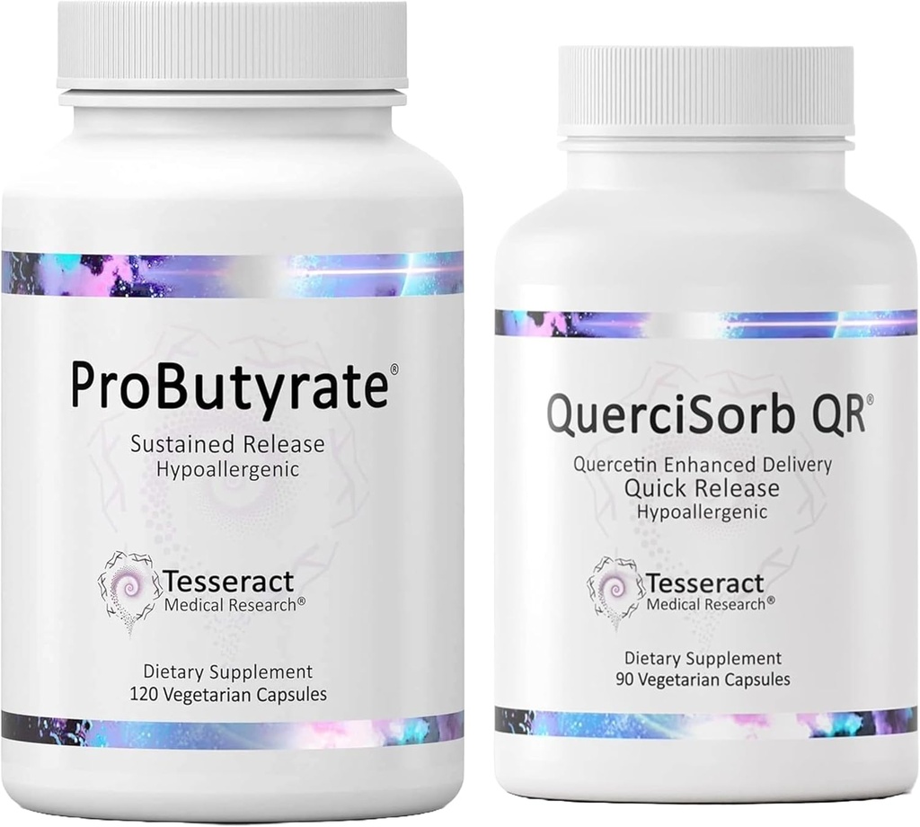 Tesseract Gut & Immune Support Bundle – ProButyrate 600mg & QuerciSorb Quercetin 400mg, 120 + 90 Capsules, Hypoallergenic, Gastrointestinal & Immune Health