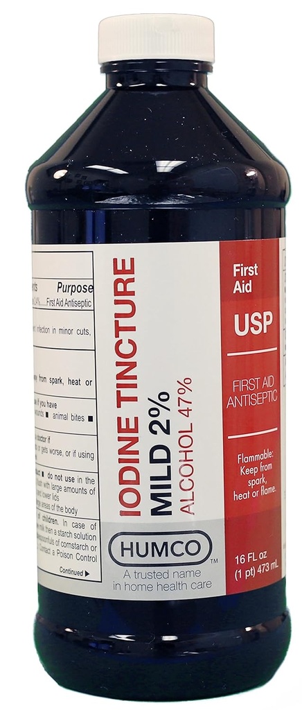 Humco Iodine Βάμμα Ήπια 2%, USP, 16 oz.
