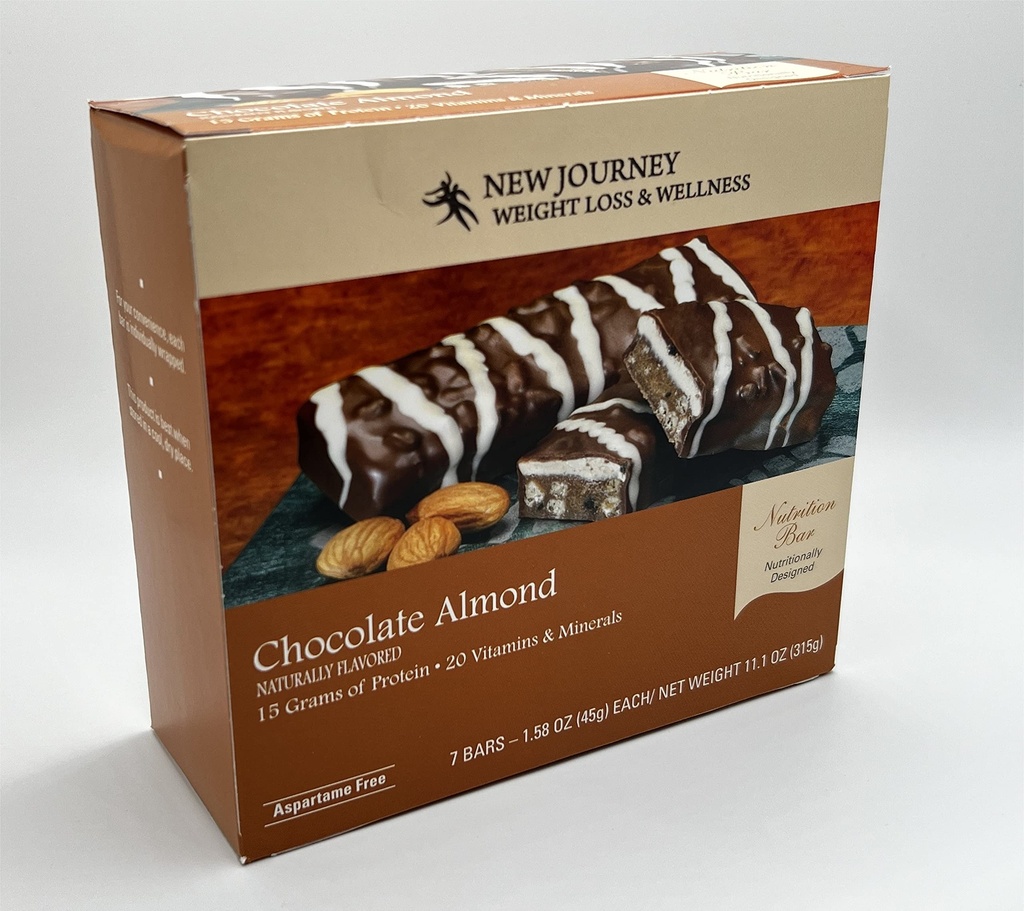 Σοκολάτα Almond Bar - Νέο Ταξίδι Βάρος Απώλεια & Ευεξία - Υψηλή Protein Nutrition Bar (7 bars/box)