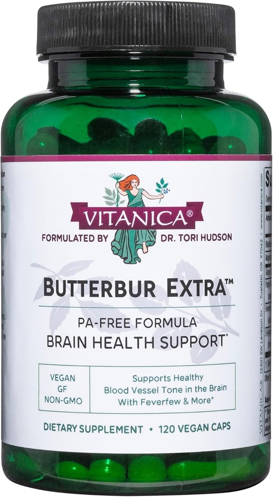Vitanica, Butterbur Extra, Εγκεφαλική Χημεία και υποστήριξη σκαφών, Vegan, 120 κάψουλες