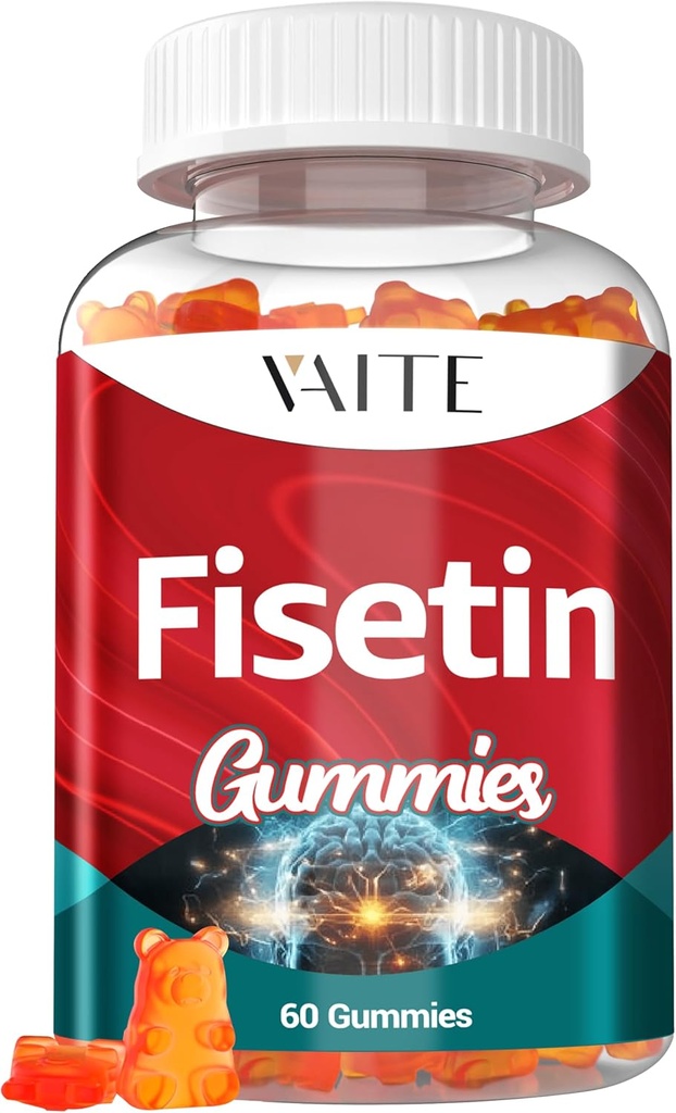 Fisetin Συμπληρώματα 500mg - Gummy συμπλήρωμα, ισχυρό αντιοξειδωτικό μείγμα για την υποστήριξη της κυτταρικής υγείας - Vegan & μη GMO Formula με Flavonoids & φυτικά εκχυλίσματα, Boost Γνωστική λειτουργία, 60 Gummies