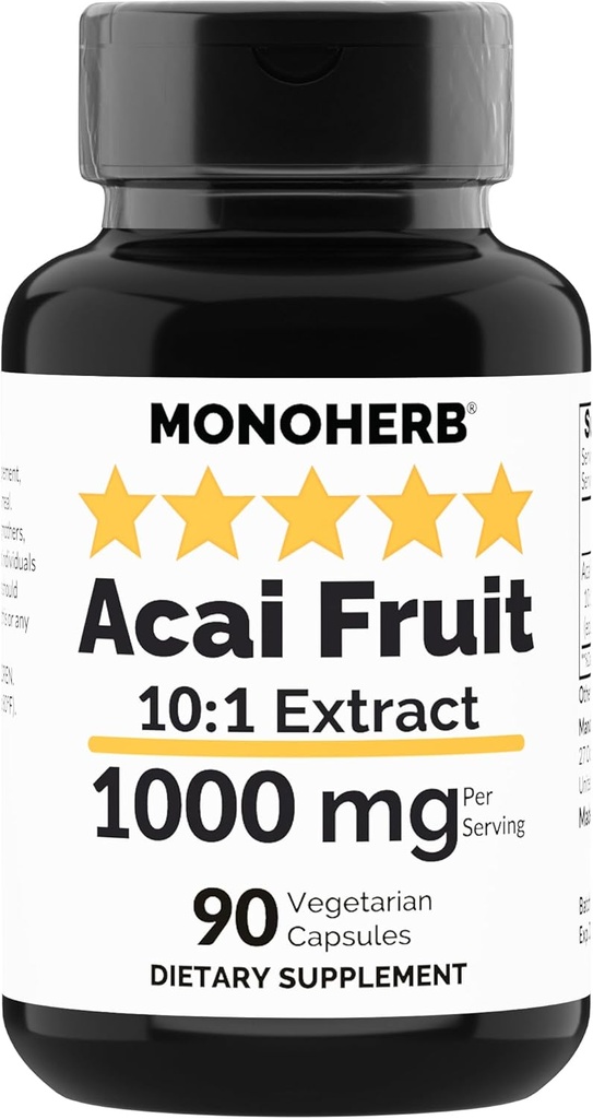 MONOHERB Acai εκχύλισμα φρούτων 1000 mg - 90 κάψουλες χορτοφάγων