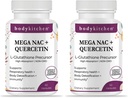 Κουζίνα Σώματος Mega NAC (N- Acetyl Cysteine) 600 mg με Quercetin, υποστηρίζει την αναπνευστική υγεία και την ανοσοποιητική λειτουργία και προάγει το ήπαρ και το νεφρό Detox, Veggie Caps, (πακέτο του 2)