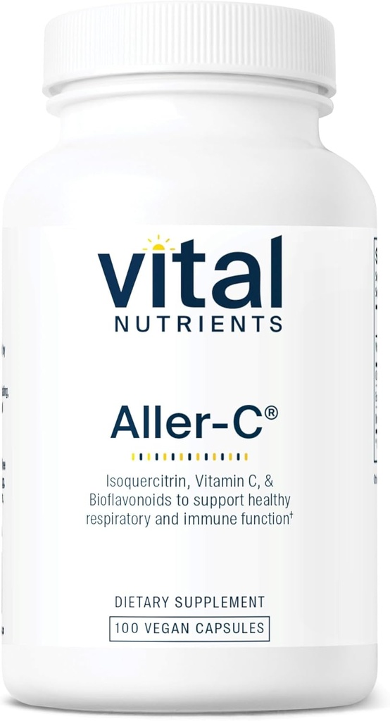 Vital Nutrients Aller-C | Vegan Respiratory and Sinus Function Support*| Isoquercitrin, Bromelain, Bioflavonoids, & Vitamin C | Gluten, Dairy, Soy Free Supplement | 100 Capsules