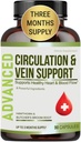 Best Blood Circulation Supplements and Vein Support-Blood Flow, Leg Circulation, Heart Health, and Varicose Veins.with Butcher's Broom, and Diosmin.Helps Reduce Swelling & Discomfort in Legs.90 Caps.