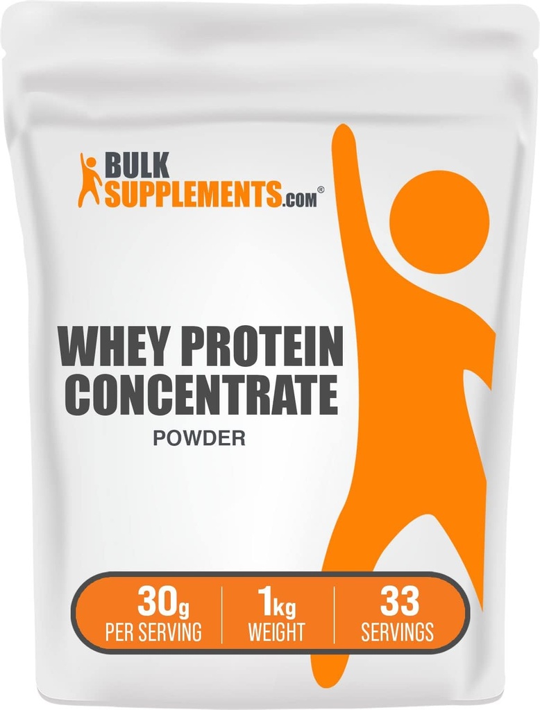 BulkSupplies.com Πρωτεΐνη Whey συμπυκνωμένο σκόνη - Συμπλήρωμα πρωτεΐνης Whey σκόνης, χωρίς γλυκαντικά, χωρίς γλουτένη και χωρίς γλουτένη, 30g ανά σερβίρισμα, 1kg (2,2 lbs) (πακέτο των 1)