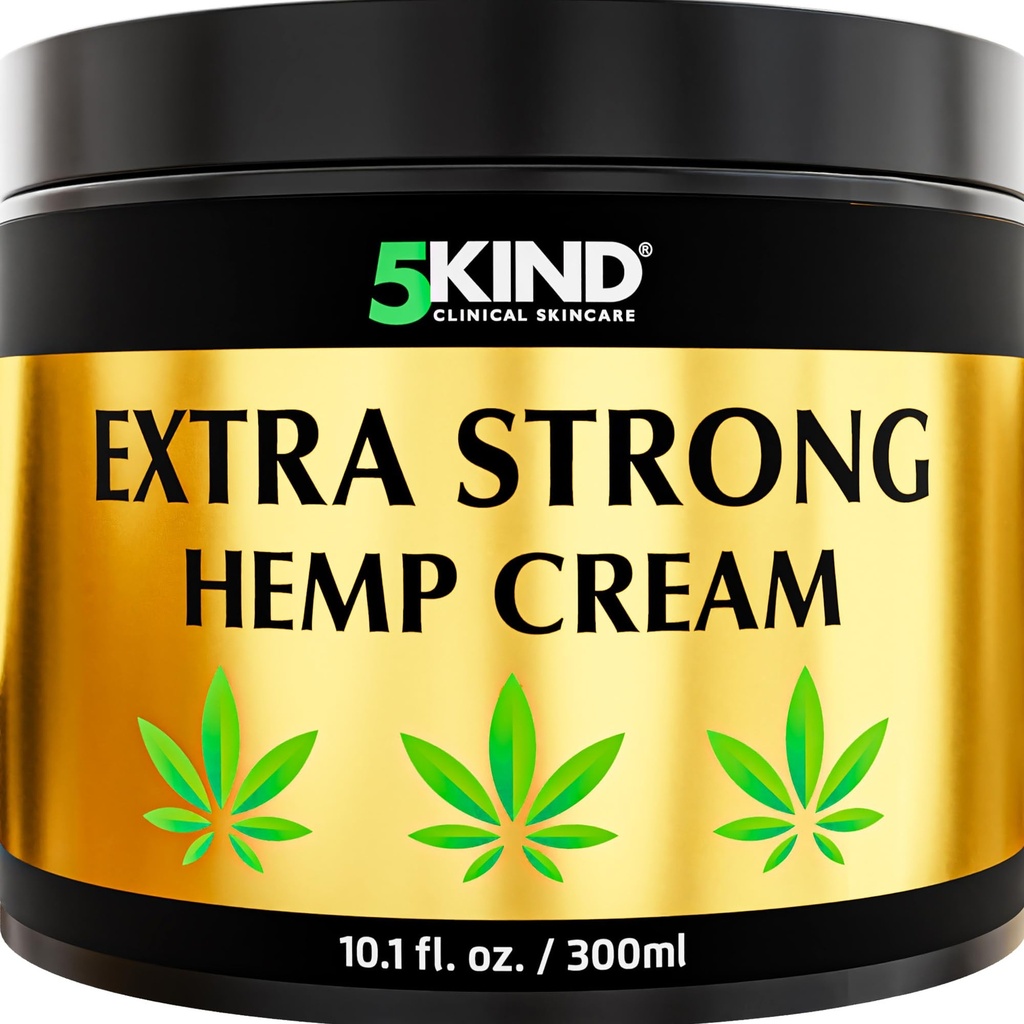 5kind Extra Strong Κρέμα κάνναβης 10.1 fl oz - Μέγιστη δύναμη - Φυσική Ανακουφιστική κρέμα ανάνηψης - Μυϊκό τρίψιμο για την Χαμηλότερη Πίσω, αρθρώσεις, λαιμός, γόνατα & ώμους
