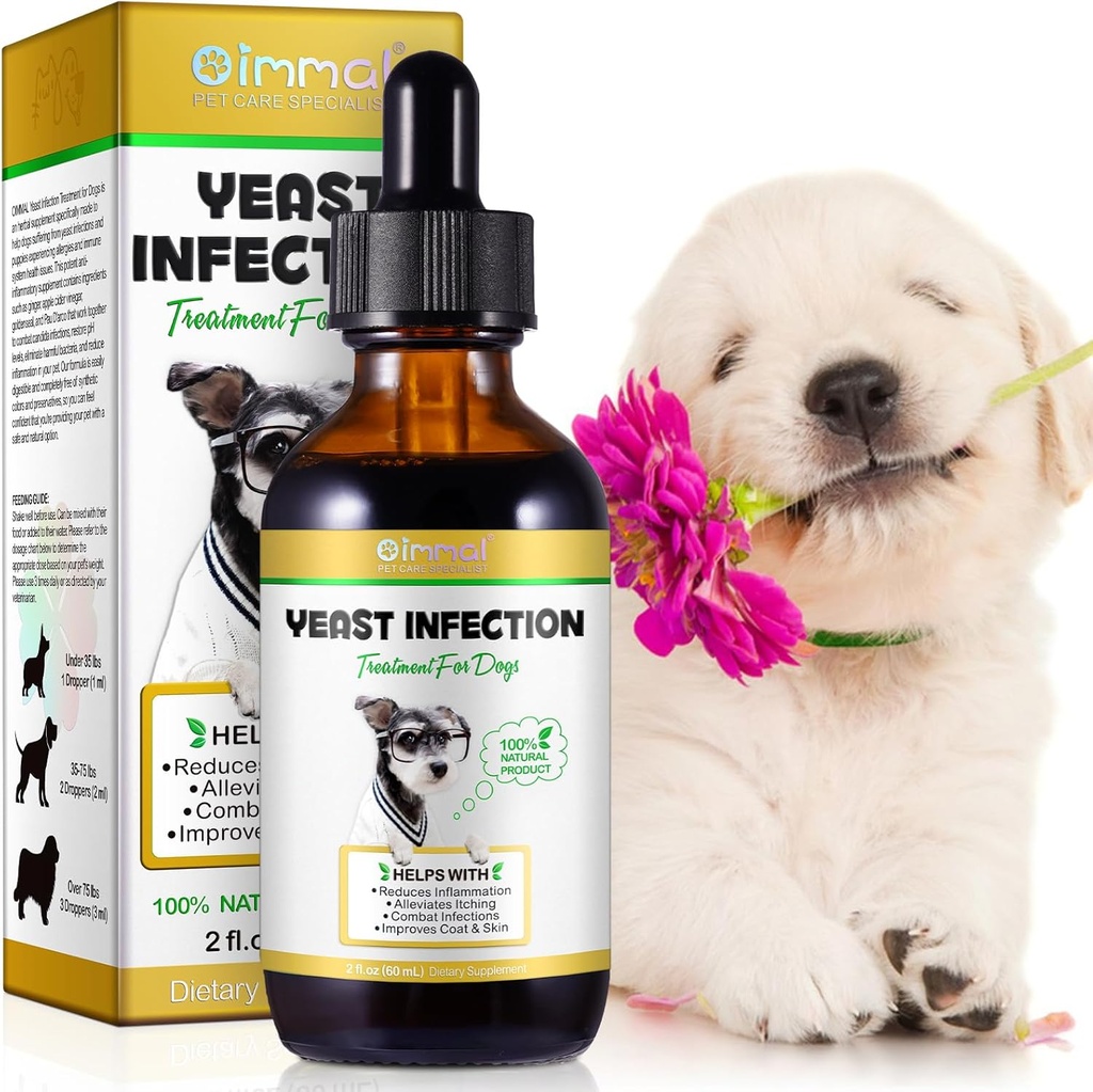 Yeast Infection Treatment for Dogs, Dog Ear Infection Treatment Supports Healthy Itch Relief, Inflammation Relief, Allergy Relief & More 2 oz