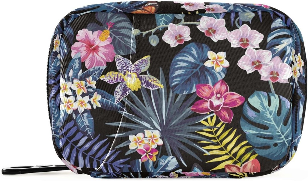 Naanle Pill Organizer Hawaii Palm Φύλλα Λουλούδια Χάπια Κουτί 7 ημερών Χάπια Τσάντα Travel Pill Τσάντα Organizer με Zipper Φορητή εβδομαδιαία περίπτωση Συμπαγές μέγεθος για τον κάτοχο συμπλήρωμα βιταμίνης
