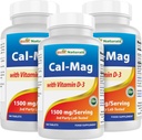 Best Naturals Μαγνήσιο ασβεστίου με βιταμίνη D3 1500mg σερβίροντας 180 δισκία (180 Count (Pack of 3))