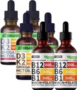 NUSAVA Βιταμίνη B12 Υγρές σταγόνες Bundle, Φράουλα Γεύση D3 K2, & Βανίλια Γεύση D3 K2 - Ισχυρές Υγρές Βιταμίνες για την Καρδιά, την Ενέργεια, τον Εγκέφαλο και την Ανοσοποιητική Υποστήριξη - Μη-GMO, Χωρίς Γλουτένη, 2pk Καθένα