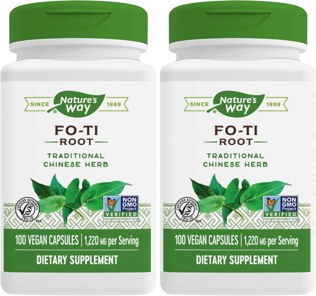 Nature's Way Fo-Ti Root, Παραδοσιακό Κινέζικο Βότανο, 1.220 mg ανά Σερβίρισμα, 100 Κάψουλες (πακέτο του 2)