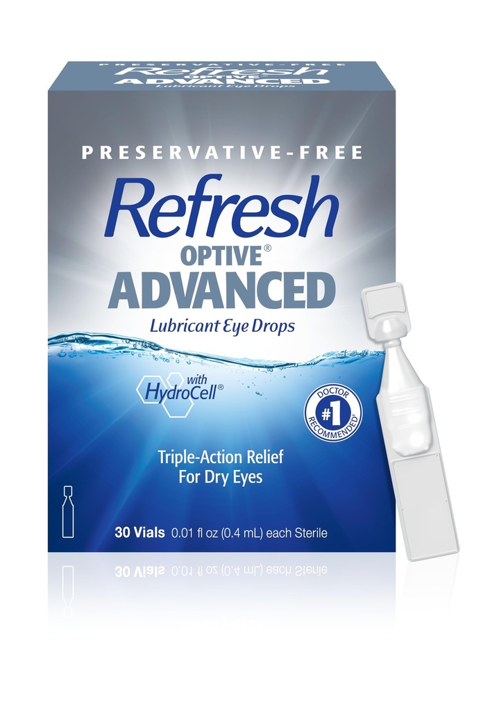 Ανανέωση Optive Advanced Lubricant Eye Drops, συντηρητικά-free, 0.01 Fl Oz Single-Use Containers, 30 Count