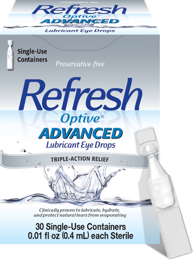 Ανανέωση Optive Advanced Lubricant Eye Drops, συντηρητικά-free, 0.01 Fl Oz Single-Use Containers, 30 Count