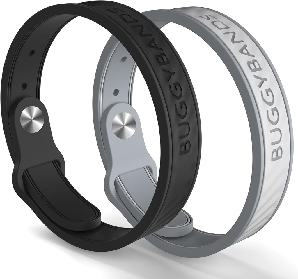 Mosquito Repellent Βραχιόλια, 2 Pack Silicone Mosquito Repellent Μπάντες με DEET Δωρεάν, Φυσικό & Αδιάβροχο Bug Wristbands για Παιδιά και Ενήλικες, Εξωτερική Προστασία Ταξιδιών (Black&Grey)