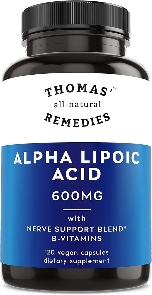 Thomas' all-natural Remedies Alpha Lipoic Acid 600mg, 120 κάψουλες με B- Vitamins, Vegan, Χωρίς πληρωτικά